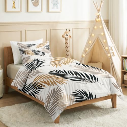 King Duvet Cover Set Soft Microfiber Bohemia Palm Leaves