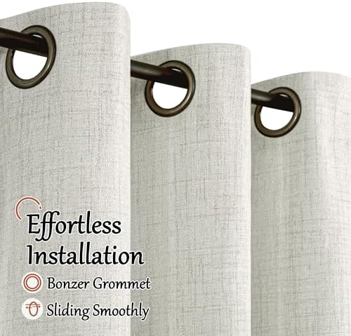 Lajode Light Grey Linen Blackout Curtains 63" Long Each 60 Wide 2