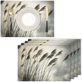 Reed Cotton Linen Placemats - Set of 8 Grey Table Mats for Dining