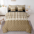 Erosebridal Taupe Heart Striped Queen Comforter Set with Sheets 7 Pcs