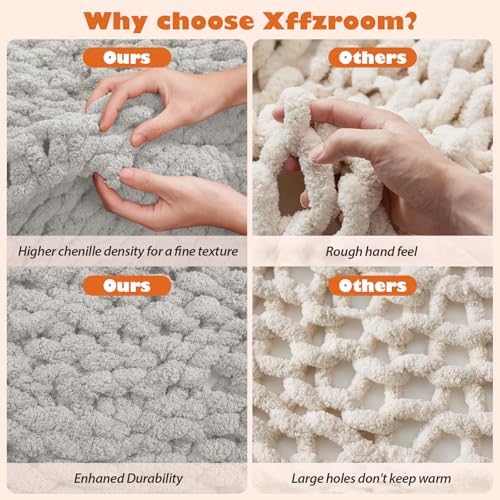 Chunky Knit Blanket Throw, 50x60inch Soft Chenille Yarn Throw