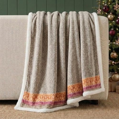 Eddie Bauer - Throw Blanket, Soft Brushed Fleece Bedding with Sherpa