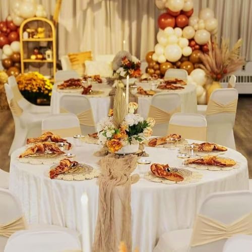 10 Pack Beige Cheesecloth Table Runner Long,21.5 x 120 Inch