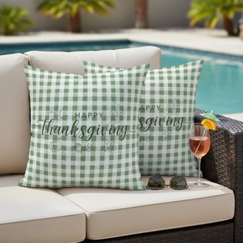 Happy Thanksgiving Waterproof Outdoor Pillow Covers 18''x18'' Set of