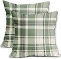 Light Sage Green Plaid Pillow Covers 18x18 Set of 2 Spring Buffalo