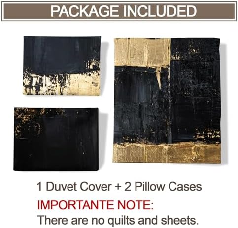 Graffiti Duvet Cover Set Black Gray and Gold Bedding Set 3 Piece for