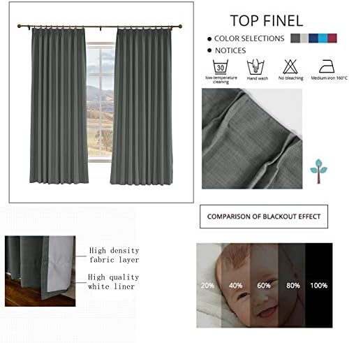 Macochico 52 W x 96 L Blackout Faux Linen Curtains Blackout Room