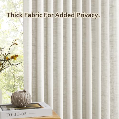 DUALIFE Natural Pinch Pleated Linen Sheer Curtains 2 Panels Set 42x120