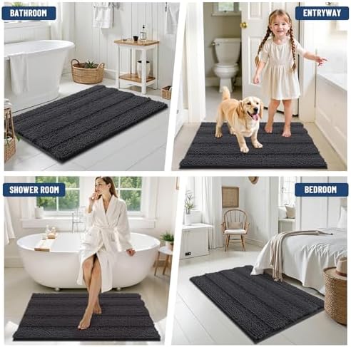 Grandaily Chenille Bathroom Rugs 24x16, Soft Absorbent Bath Mats
