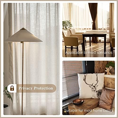 MAIHER Natural Linen Pinch Pleat Semi Sheer Curtains 120 Inches Long 1