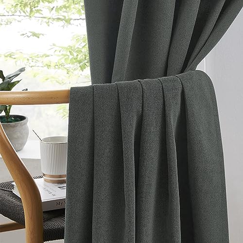 100% Blackout Linen Curtains, Full Shade Complete Light Blocking