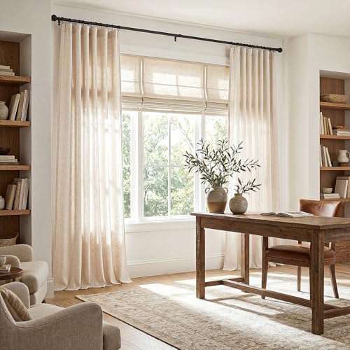 jinchan Linen Curtains Light Filtering Back Tab 50x96 Inch 2 Panels