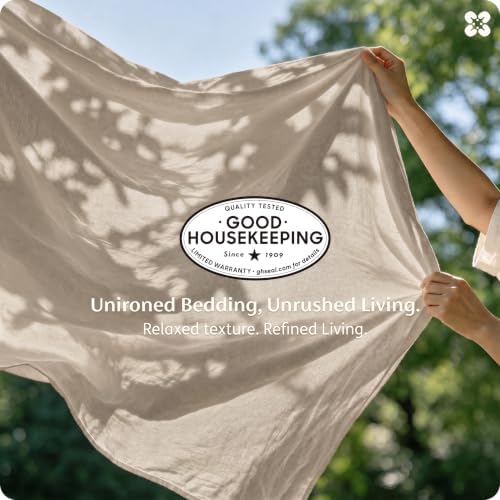 Bedsure PureWoven 100% Washed Cotton Duvet Cover King Size, Oatmeal