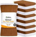 Oakias 100% Cotton Ribbed Terry Bar Mop Towels – 12 Pack – White &