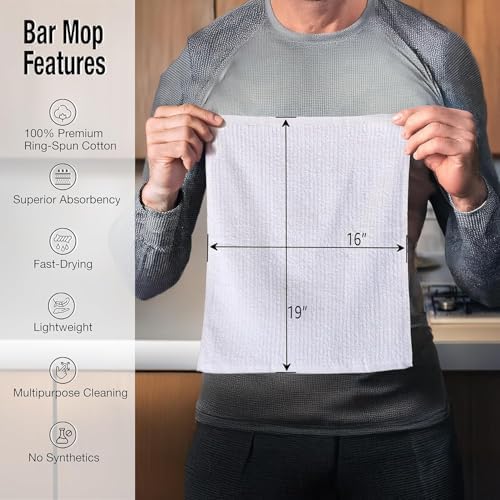 Cotton Bar Towels - 16" x 19" Bar Mop Cleaning Dish Rags, 24-Pack