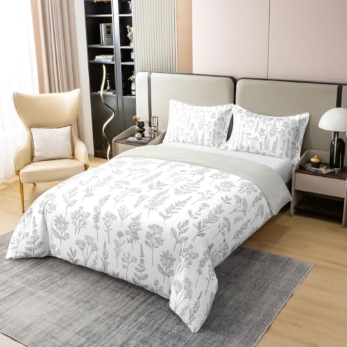 Feelyou Flower Duvet Cover 100% Cotton Queen Size Boys Girls Botanical