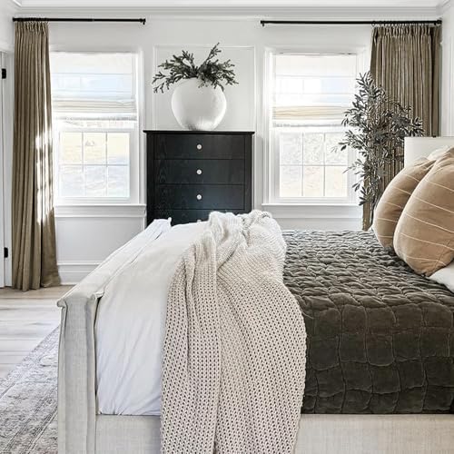 TWOPAGES Liz Linen Pinch Pleat Blackout Curtain 120 Inch Long for