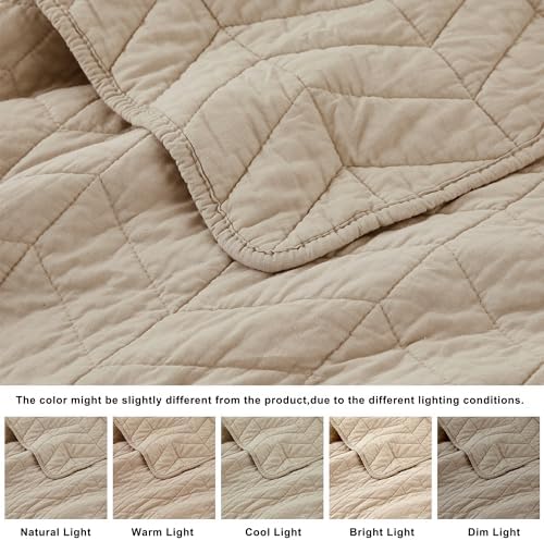 palassio Dark Beige Cotton Quilt King Size Bedding Sets with Pillow