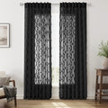Black Sheer Curtains 96 Inches Long for Living Room 2 Panels Back Tab