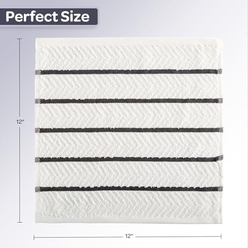 Lavish Home Soft and Absorbent Cotton Dish Cloths, Black, 16-Pack