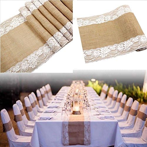 Awtlife 12 x 120 Inch Burlap Table Runner for Wedding Bridal Shower