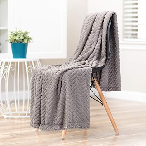 Chanasya Premium Soft Faux Fur Embossed Throw Blanket - Solid Color