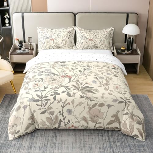 Erosebridal Floral 100% Cotton Bedding Set Queen Groovy Flower Duvet