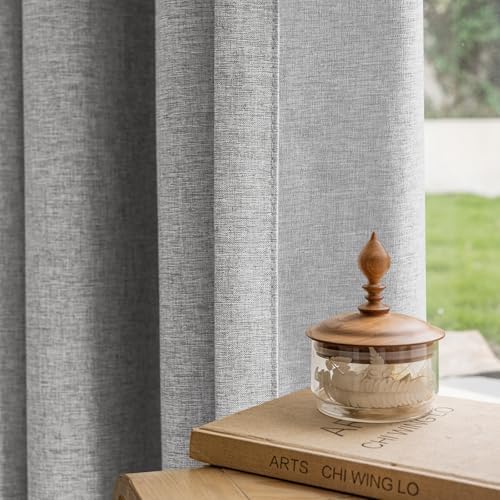 Textured Linen Pinch Pleats 100% Blackout Curtains for Bedroom/Living