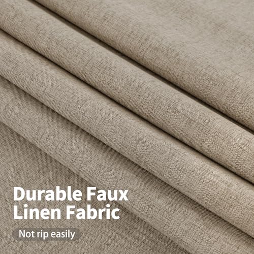 Taupe Tan Linen Blackout Curtains 84 Inches Long for Farmhouse Bedroom