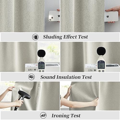 KEQIAOSUOCAI Greyish Beige Blackout Curtains 108 Inches Long 2 Panels