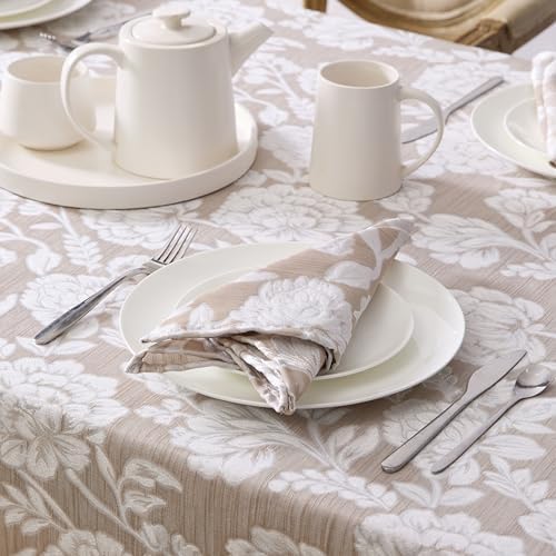 Laura Ashley Wrinkle Resistant Annaleigh Tablecloth, 60" x 84", Taupe