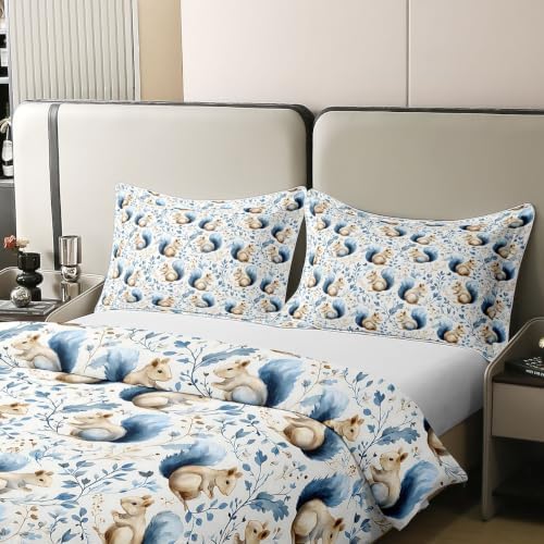 Castle Fairy Watercolor Squirrel Winter 100% Cotton Duvet Cover Set