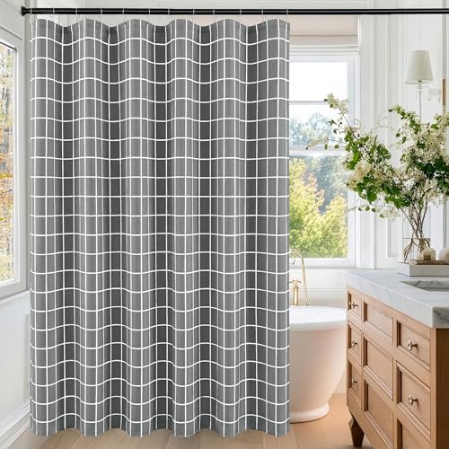 Fabric Farmhouse Shower Curtain-Modern Bathroom Shower Curtains Dark