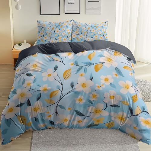 Duvet Cover King, Reversible Printed Comforter Cover Set Watercolor
