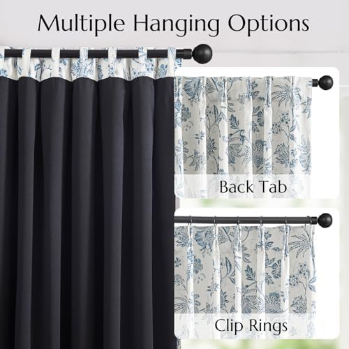 jinchan Pinch Pleated Curtains Blackout Floral Curtains for Bedroom