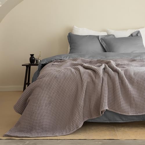 Waffle Blankets (Gray, California King Size 95 x 126 Inch)