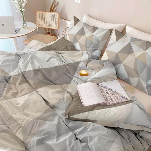 Soft Microfiber Duvet Cover Abstract Geometric Polygon - Queen Size