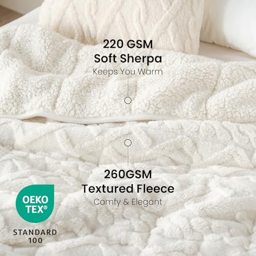 Drewin Weighted Blanket 15lbs Queen Size for Adults,Cream White,60" x