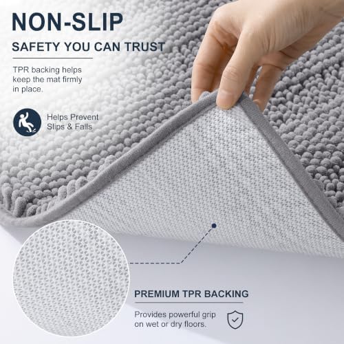 Smiry Thick Chenille Bathroom Runner Rugs 59x20, Absorbent Bath Mat
