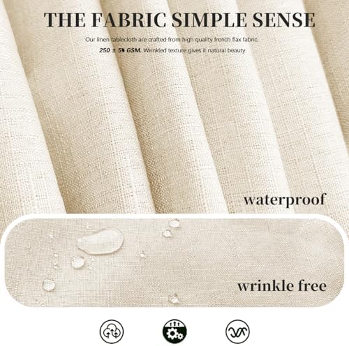 Table Cloth Rectangular Waterproof Faux Linen Table Cover for