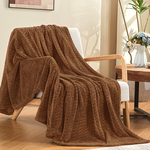 inhand Fleece Twin Blanket for Bed Chocolate Brown Throw Blanket for