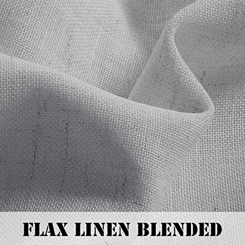 H.VERSAILTEX Dove Linen Curtains 63 Inch Length for Bedroom 2 Panels