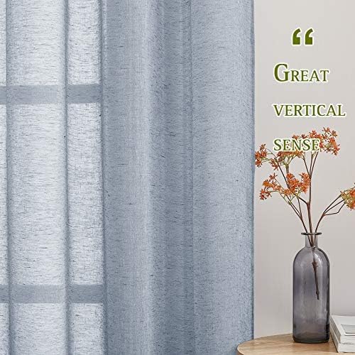 NICETOWN Sheer Linen Curtains 96" L for Living Room, Tab Top Bedroom