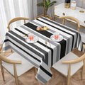 Square Tablecloth, Stripes Gray Black White Table Cloths Washable