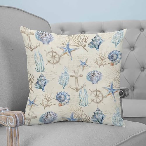 20x20 Pillow Covers Set of 2, Nautical Coastal Throw Pillow Covers