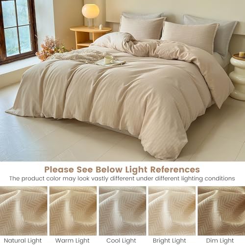 Simple&Opulence King Duvet Cover Set, Luxury French Linen Blend