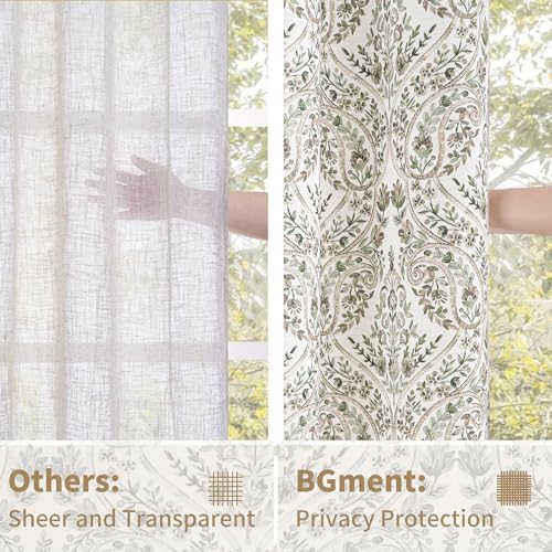 BGment Brown Paisley Floral Curtains for Living Room 96 Inch - 2