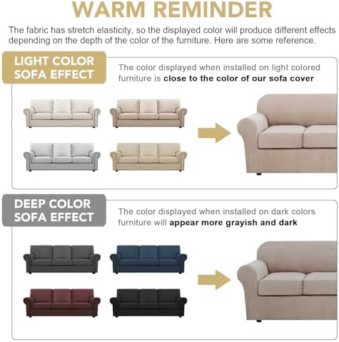H.VERSAILTEX 4 Piece Stretch Sofa Covers for 3 Cushion Couch Covers