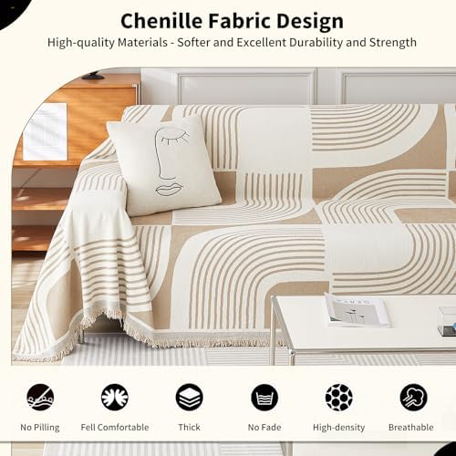 WEYOND Boho Couch Cover, Chenille Sofa Covers Washable, 71" x 102"