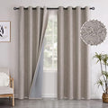 YoungsTex Taupe Burlap Linen Blackout Curtains 84 Inch Length 2 Panels